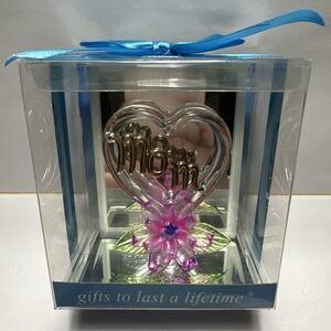 CRYSTAL CASTLE Mom Colorful Flower Hand Blown Glass On 4x3" Mirror‎
